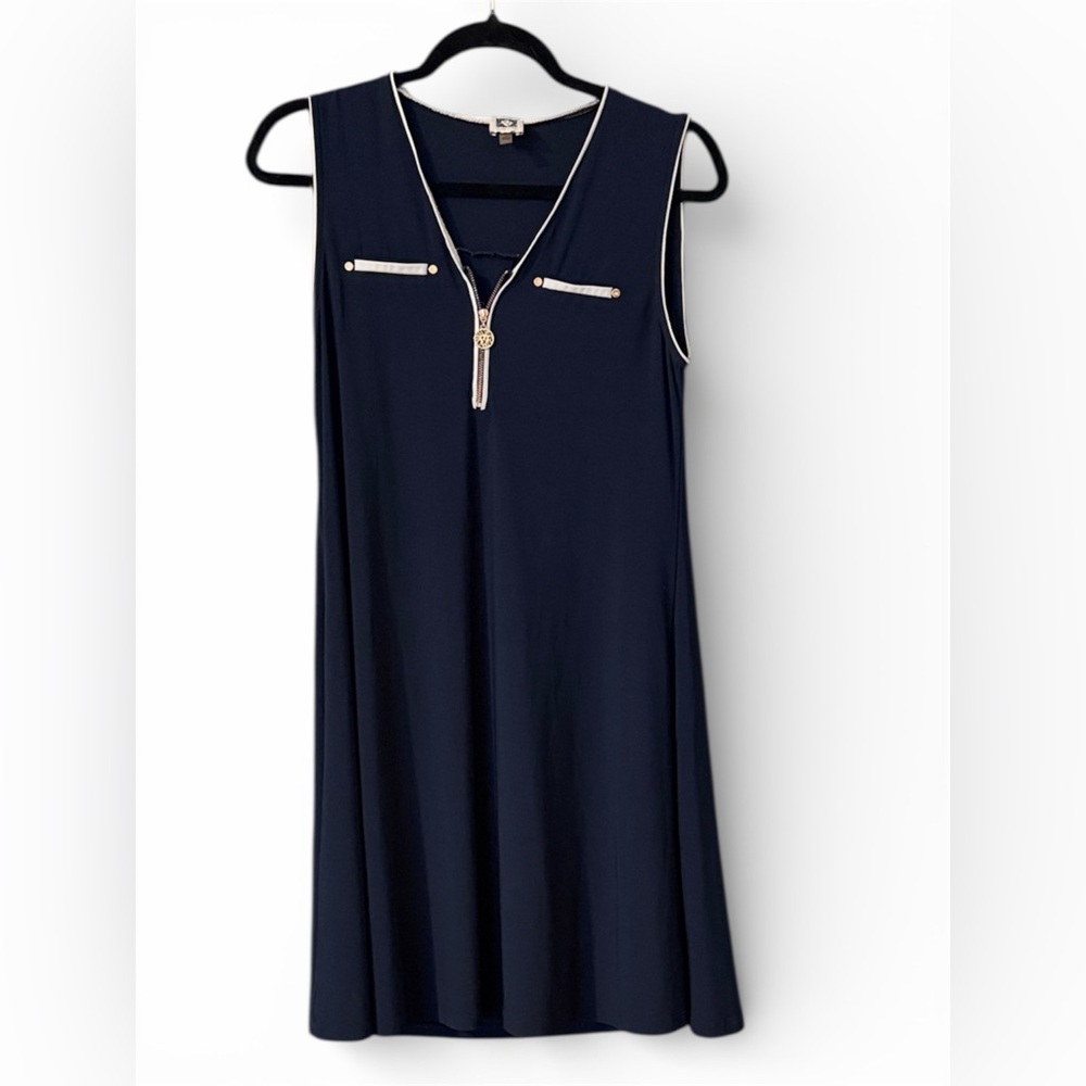 Navy Sleeveless Anne Klein Dress with Zipper Detail Sz 4